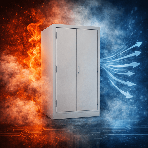 Fire protection and cooling strategies for industrial server cabinets from Lehmann IT, highlighting secure enclosure solutions for IT environments. Learn more at www.lehmann-it.de — Lehmann GmbH, Im Alber 10, 73084 Salach, Deutschland.