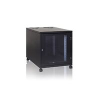 Office Rack Akustik 12HE with active PWM ventilation from Lehmann IT, designed for quiet and thermally stable IT operation in office environments.