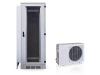 CoolRack DX by Lehmann IT, an air-conditioned server cabinet with an integrated split cooling unit delivering up to 14 kW.