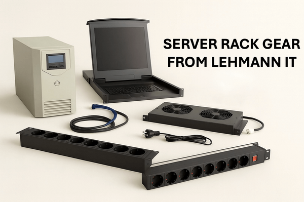 Professional accessories and infrastructure solutions for 19-inch server racks by Lehmann IT, supporting cooling, monitoring, and secure power management.