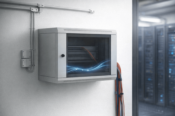 Wall‑mounted server cabinet technology — article by Lehmann GmbH, Im Alber 10, 73084 Salach, Germany, www.lehmann-it.de. Focus on compact IT installations, space‑saving design, and secure network integration.