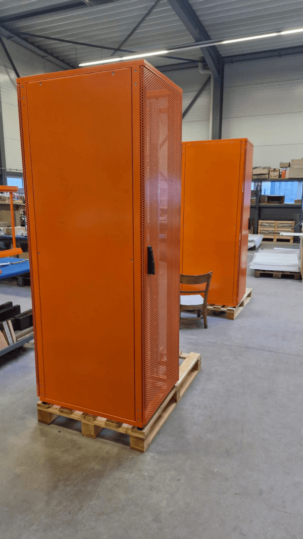 Custom server cabinets manufactured entirely in-house by Lehmann IT, tailored to company colors and delivered in any quantity
